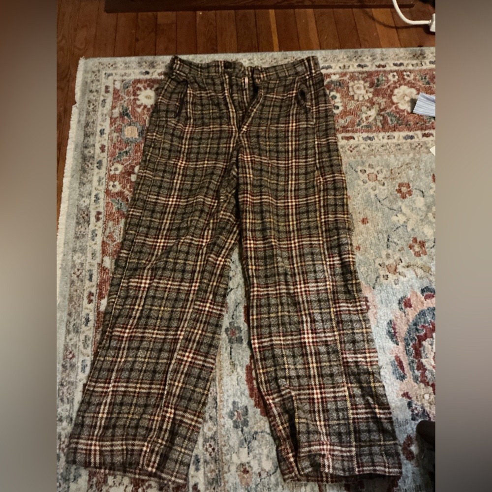 Free People Plaid Pants - Brown and Red